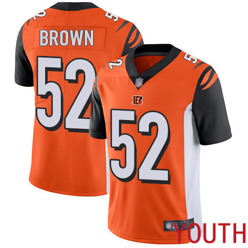 Cincinnati Bengals Limited Orange Youth Preston Brown Alternate Jersey NFL Footballl #52 Vapor Untouchable->youth nfl jersey->Youth Jersey